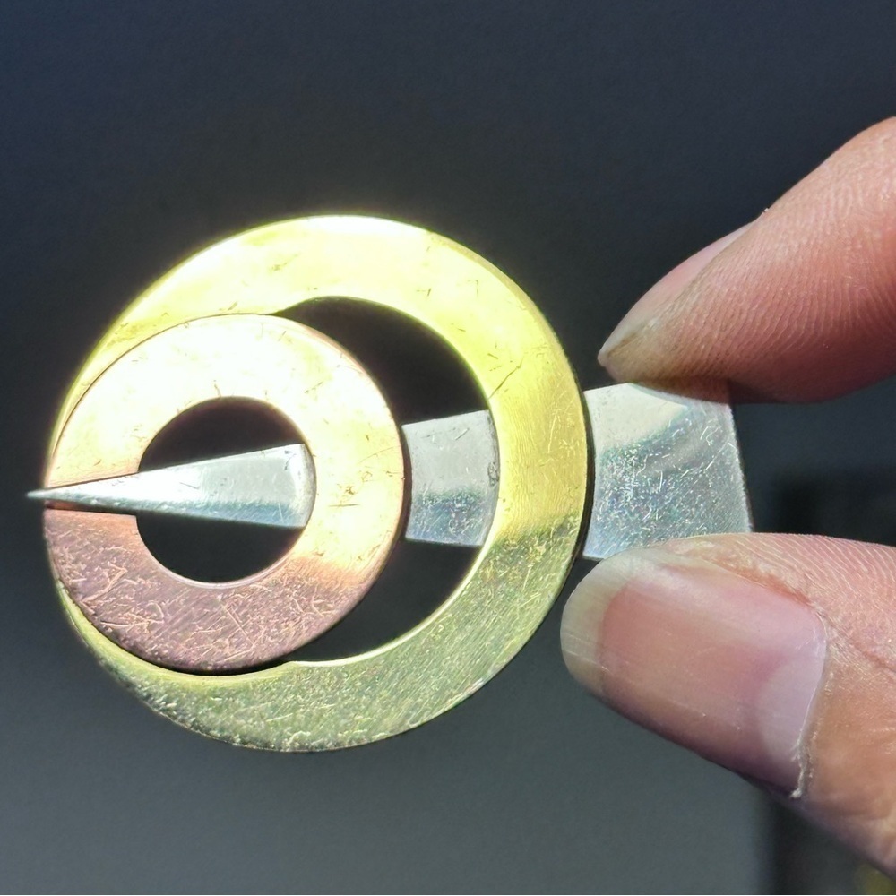 Artisan Gold and Silver Spiral Brooch